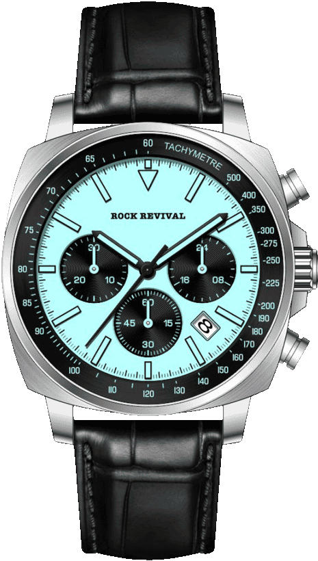 Rock Revival Kite RRQ.9012.TQ Quartz Watch - Turquoise and Black Dial Tonneau Case Front View