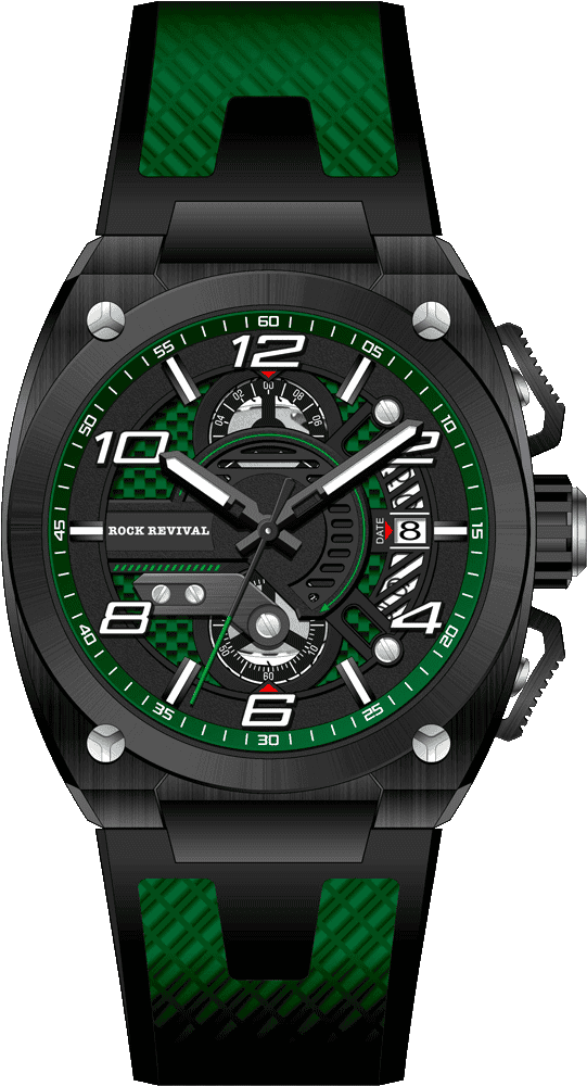 Rock Revival Kite RRQ.9030.B.G Quartz Watch - Green Dial Round Case Front View