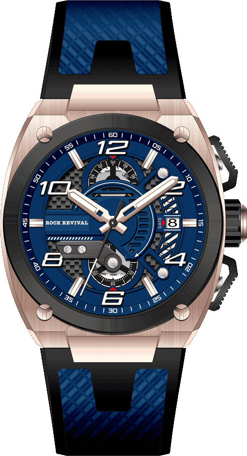 Rock Revival Kite RRQ.9030.RG.BL Quartz Watch - Blue Dial Round Case Front View