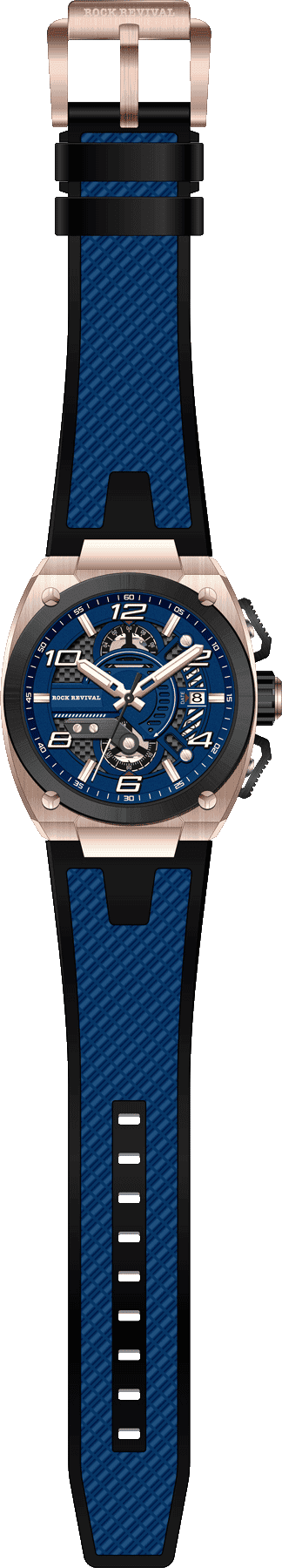 Rock Revival Kite RRQ.9030.RG.BL - Caseback and Strap View