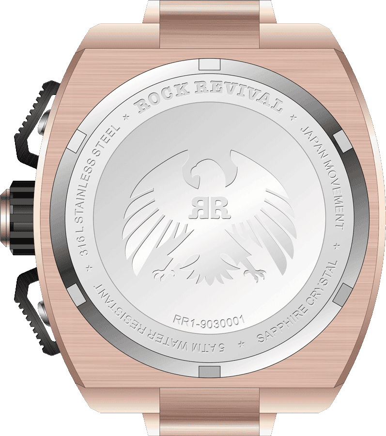 Rock Revival Kite RRQ.9030.RG.B - Sapphire Crystal and Black Dial Detail